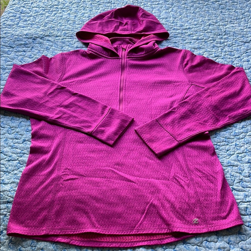 Energy Zone Pink Hooded Fleece Like Sweater with Half-Zip